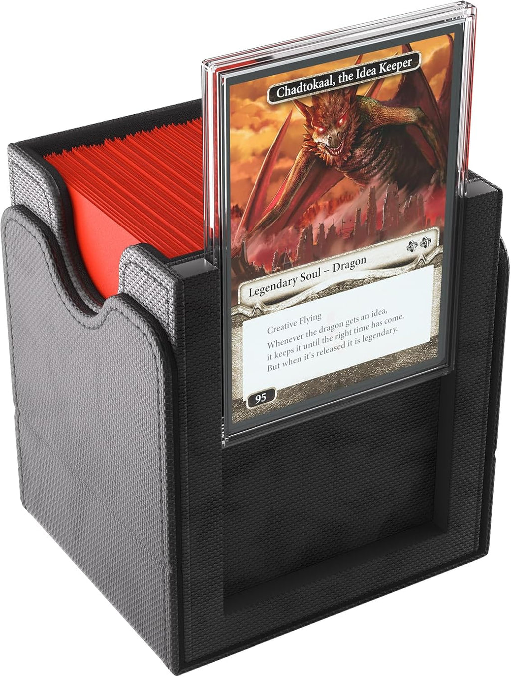 Gamegenic Squire Plus 100+ XL Convertible Deck Box - Holds 100 Double-Sleeved Cards! Premium Commander Card Case, Detachable Slide Card Case, Armorfyber Surface, Black Color, Made