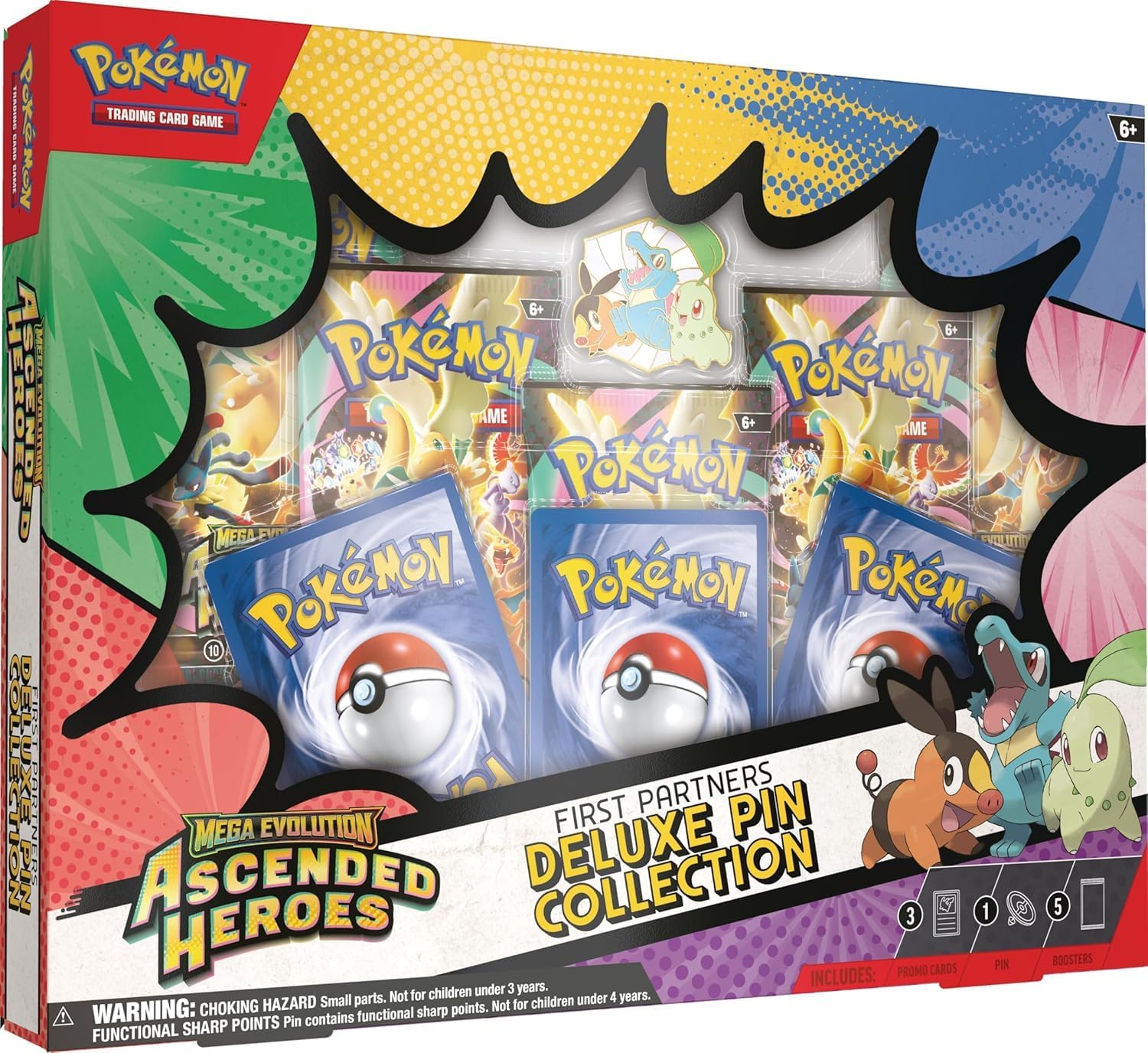 Pokémon TCG Mega Evolution Ascended Heroes Deluxe Pin Collection, 3 Foil Promo Cards, 1 Deluxe Pin, 5 Booster Packs